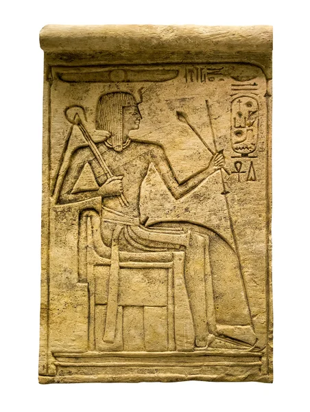 Comprimé d'argile avec hiéroglyphes égyptiens anciens contenant la figue — Photo