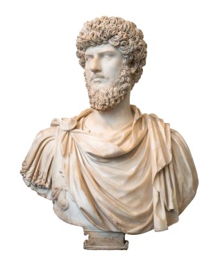 Roma İmparatoru Lucius Verus beyaz izole büstü