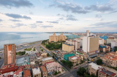 Günbatımı Havana'nın panoramik manzaraya