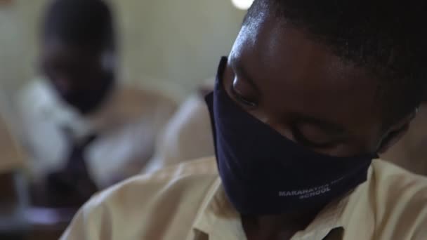 Unidentified Student Wearing Protective Mask Because Coronavirus Pandemic Maranatha High — Stock Video