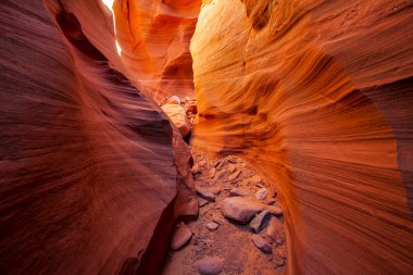 Antilop Kanyonu, Page, Arizona, ABD yakınlarında. Antilop Kanyonu, Amerika 'nın güneybatısındaki en çok ziyaret edilen ve en çok fotoğraflanan kanyondur..
