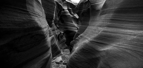 The Antelope Canyon, near Page, Arizona, USA. The Antelope Canyon is the most-visited and most-photographed slot canyon in the American Southwest. Black and white image