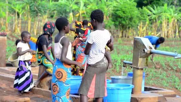 Mulheres Crianças Não Identificadas Poço Dedza Malawi Dezembro 2020 — Vídeo de Stock