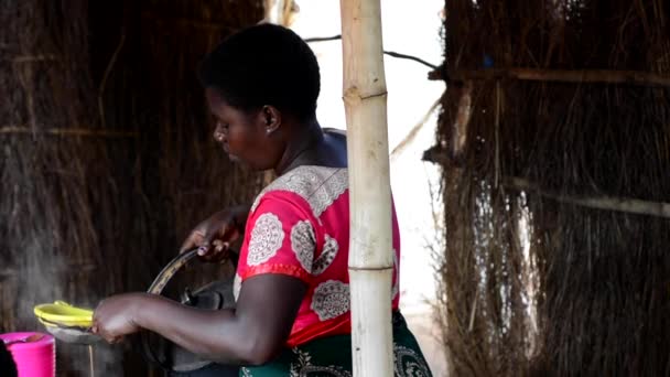 Mujer Identificada Cocinando Alimentos Nanjiri Las Afueras Lilongwe Malawi Diciembre — Vídeo de stock