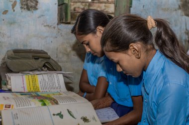 RAXAUL, INDIA: Yerel bir okulda tanımlanamayan Hintli çocuklar, Kasım 2013 'te Raxaul, Bihar, Hindistan' da