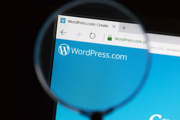 Wordpress site sob uma lupa — Fotografia de Stock