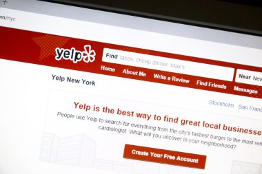 Yelp website on a computer screen clipart