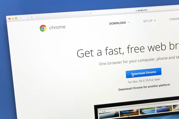 Google Chrome sitio web en una pantalla de ordenador —  Fotos de Stock