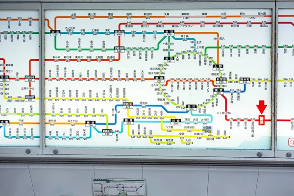 Tokio Japan März 2016 Karte Der Tokioter Bahn Tokios Bahn — Stockfoto
