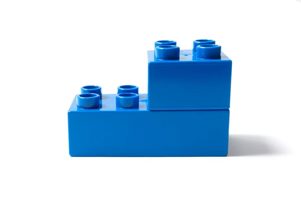 Blue Plastic Building Blocks White — Stock Photo, Image