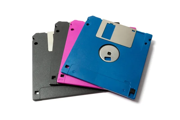 Oude Diskettes Witte Achtergrond — Stockfoto