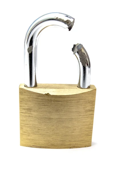 Broken padlock on white background — Stock Photo, Image