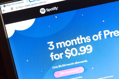 Web sitesi bir bilgisayar ekranında spotify
