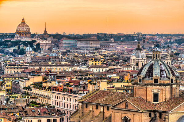 Rome, View of St. Peter Cupola and Vatican.Italy.