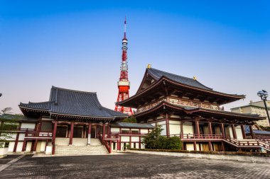 Zojo.ji Tapınağı ve tokyo Tower, Tokyo, Japonya.
