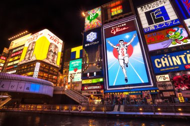 Dotonbori bölge, Osaka, Japonya.
