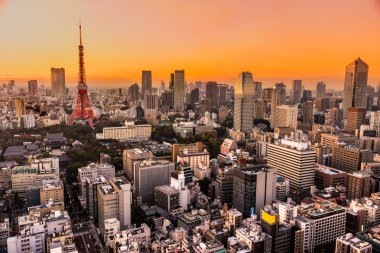Tokyo siluetinin manzarasına