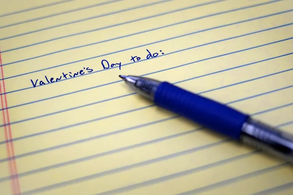 Valentines Day To Do List on Paper with Blue Pen — Stock Photo, Image
