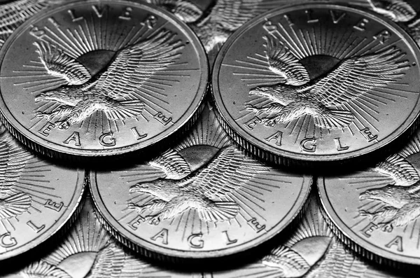 Coins of Silver Eagles — Stock Photo, Image