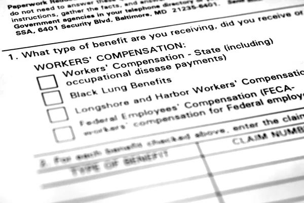 Formulário de pedido de indemnização dos trabalhadores — Fotografia de Stock