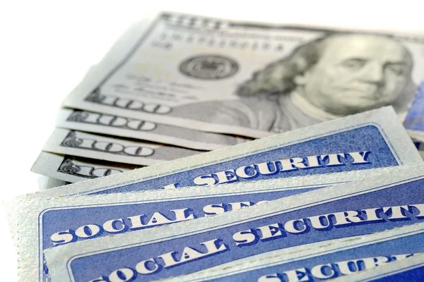 Sociale zekerheid kaarten vertegenwoordigen Financiën en pensionering — Stockfoto