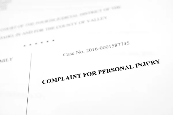 Legal Papers Complaint for Personal Injury — Stock Photo, Image