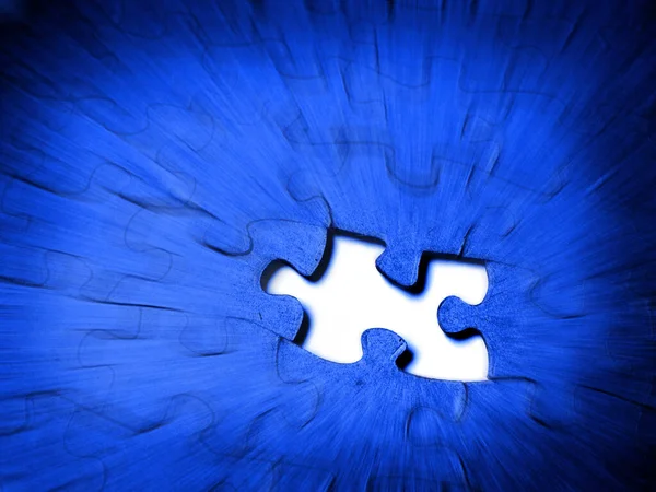 Closeup Puzzle Pieces One Missing Action Finishing — Stock Photo, Image