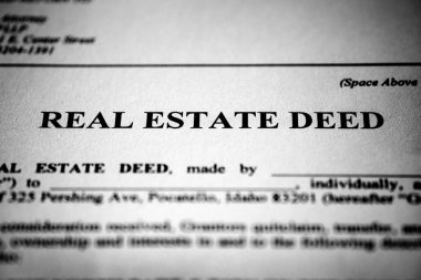 Real estate deed to transfer ownership of land or property clipart
