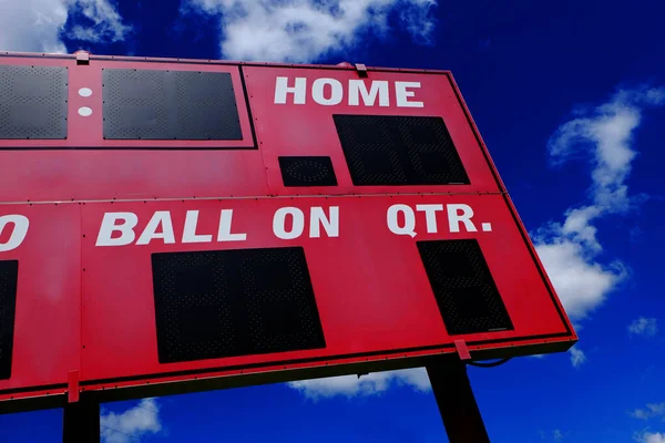 Baseball Scoreboard Red Competition Blue Sky Clouds — Stock Photo, Image