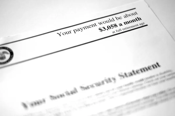 Printed Social Security Statement for retirement planning and payment