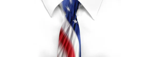 Closeup White Shirt American Flag Tie Collar Fashion — Stock Photo, Image