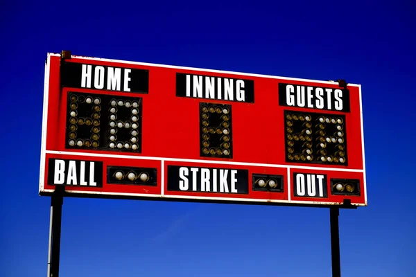 Painel Pontuação Beisebol Com Detalhes Entradas Bola Pontuação — Fotografia de Stock