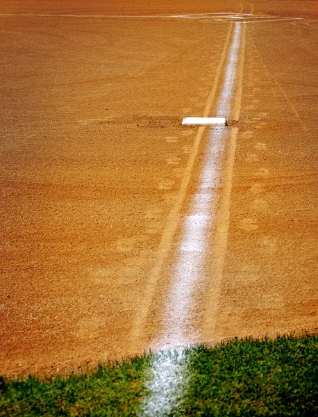 Base Beisebol Linha Base Giz Diamante — Fotografia de Stock