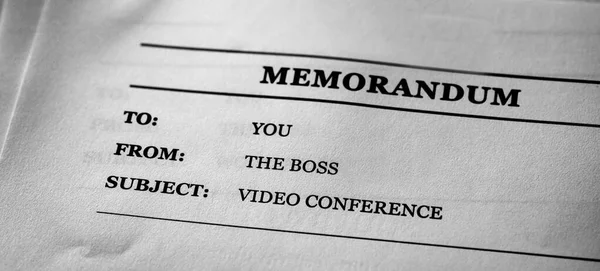 Γραπτή Εργασία Μνήμη Από Boss Video Conference — Φωτογραφία Αρχείου