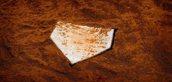 Baseball Homeplate Home Plate Sujeira Marrom Para Esportes Americano Passado — Fotografia de Stock