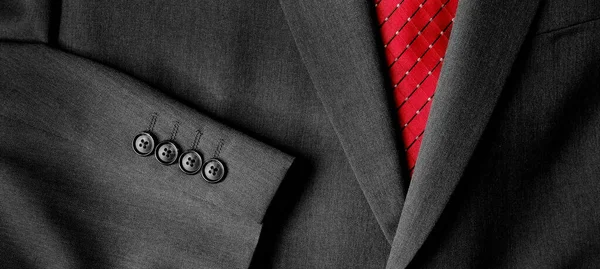 ビジネススーツ白シャツと赤ネクタイ用フォーマルウェアファッション — ストック写真