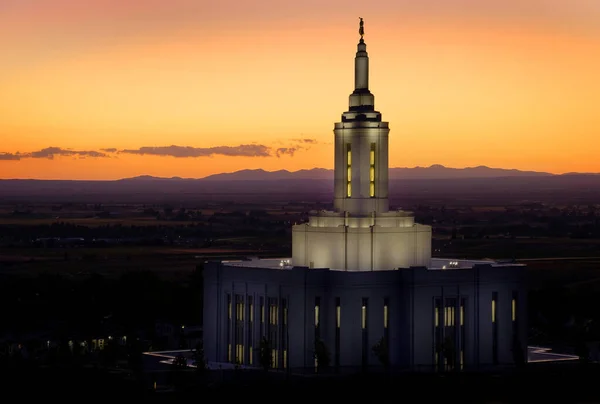 Pocatello Idaho Lds Mormon Sista Dagen Saint Temple Med Ljus — Stockfoto