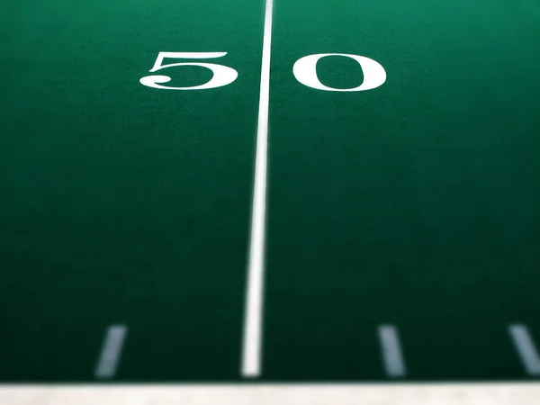 Football Field Sports Achievement Yard Marker Selective Focus Blur — Stock Photo, Image