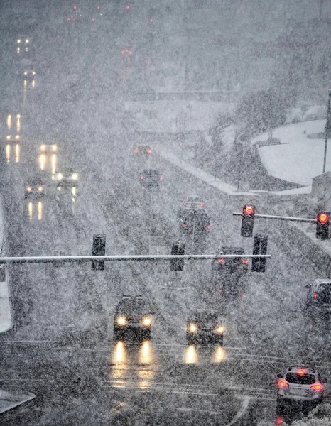 Driving in Severe Snow Storm — Stock Photo, Image