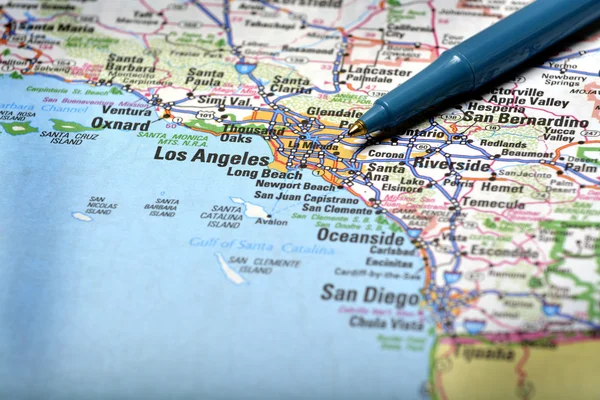 Mapa da Cidade de Los Angeles para Viagem de Condução — Fotografia de Stock
