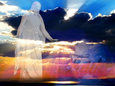 Jesus at Creation Beams of Light clipart