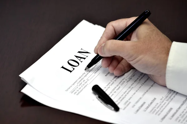 Loan Document Agreement on Desk with Pen — Stock Photo, Image