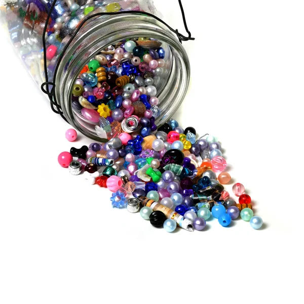 Jar of Beads for Crafts Jewelry — Stock Photo, Image