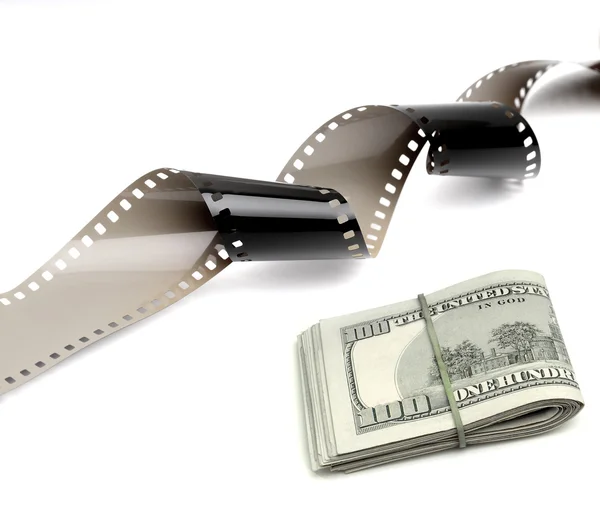 Striscia di film e denaro contante — Foto Stock