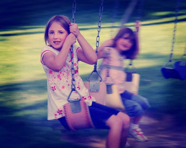 (Inggris) Little Girls Playing at Park Instagram — Stok Foto