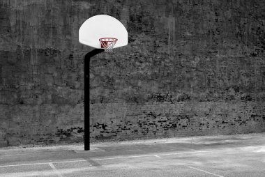 kentsel basketbol hoop şehir içi duvar ve asfalt
