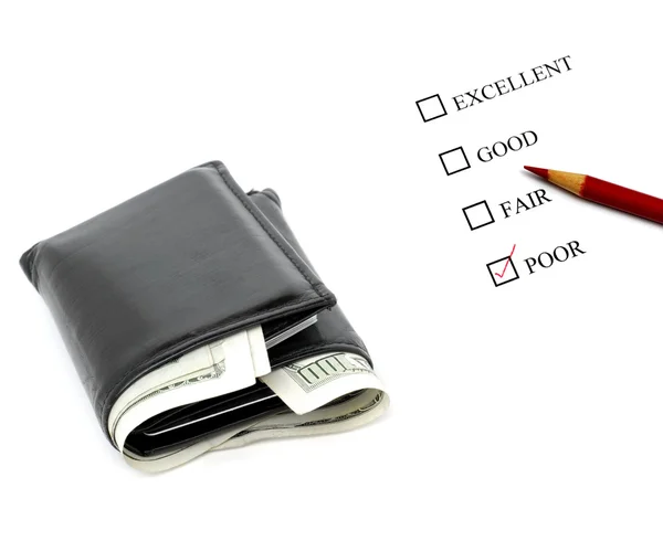 System oceny oszczędności z portfela i środków pieniężnych — Zdjęcie stockowe