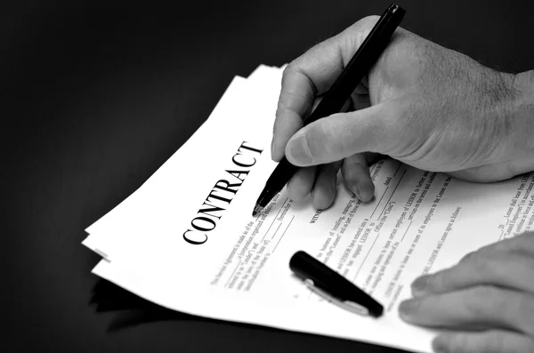 Contract on Desk Signed by Person — Stock Photo, Image