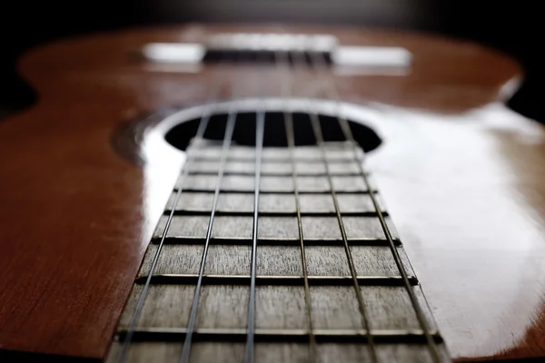 Zbliżenie strun gitarowych muzyki — Zdjęcie stockowe