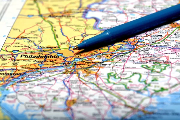 Mapa da Cidade de Filadélfia para Viagem de Condução — Fotografia de Stock